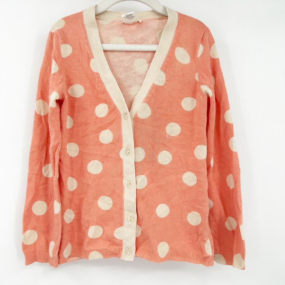 Crewcuts Girls Orange Polka Dot Retro Preppy Cardigan Sweater 6/7